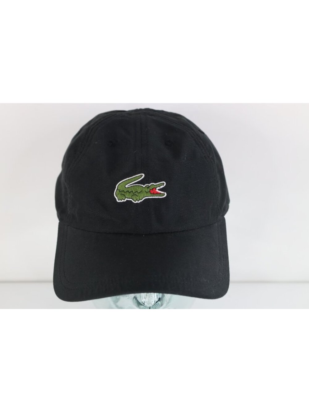 Lacoste Sport Jumbo Croc Logo Tennis Baseball Cap Hat Black Adjustable Straps